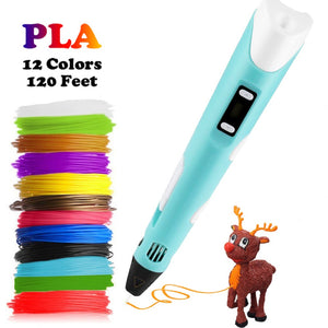 3D Pen + Italian Instruction and Instructions + PLA 12 Colours (2 Fluo) -  Professional 3D Pen, 3D Pen for Kids : : Home & Kitchen